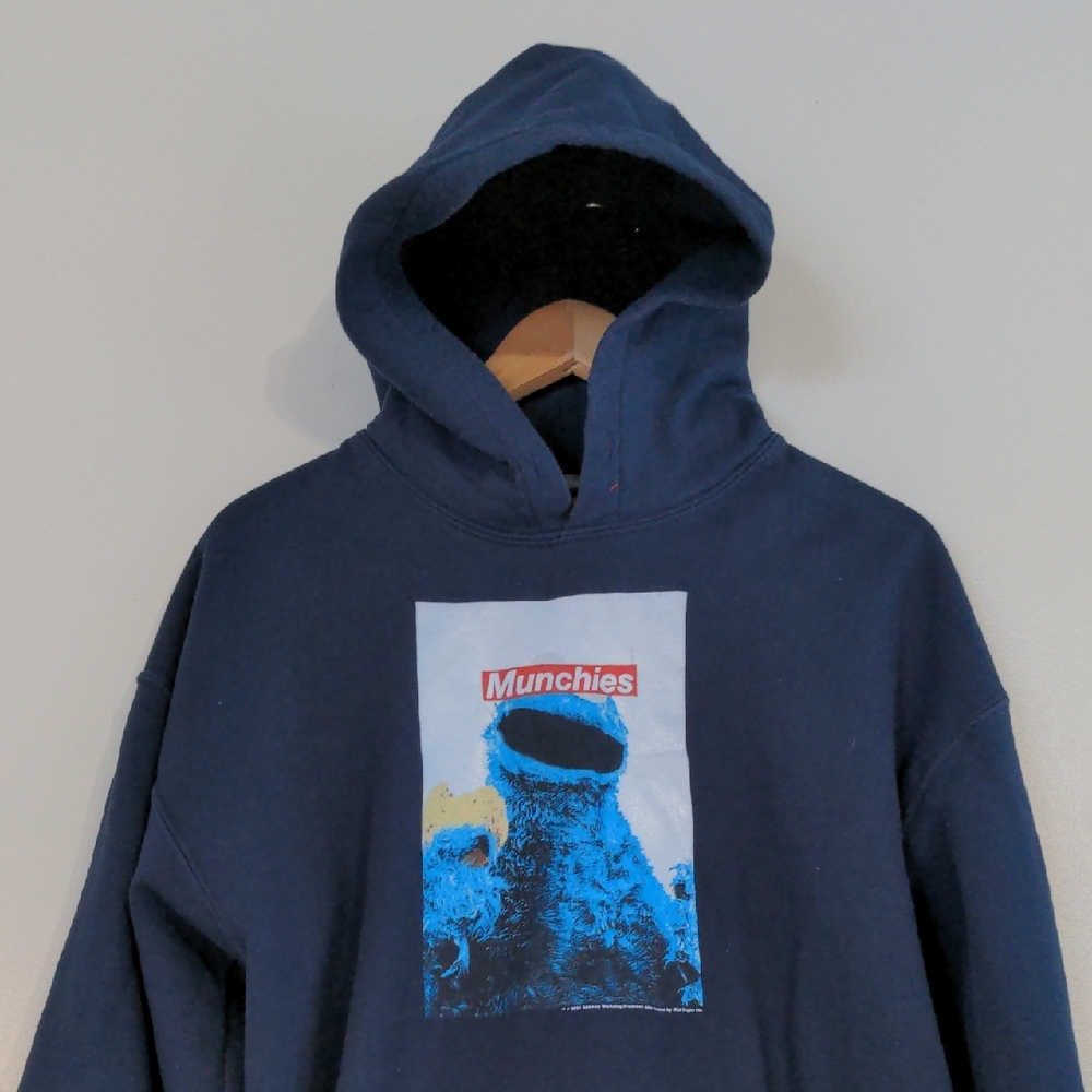 Gildan Cookie Monster Hoodie Seeatshirt Decal Munchies Cotton Heavy Blend